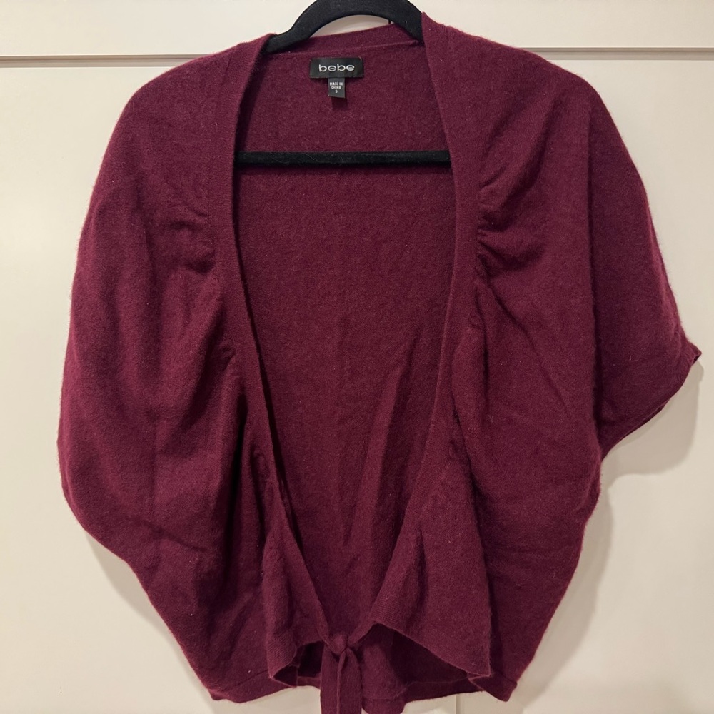 Bebe Burgundy Open-Front Shrug size Small